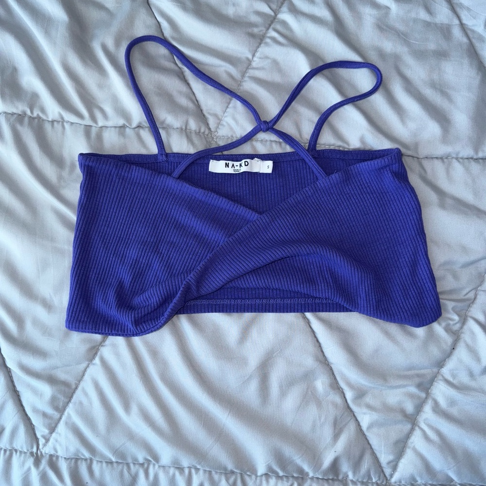 NA-KD Purple Ribbed Crop Top